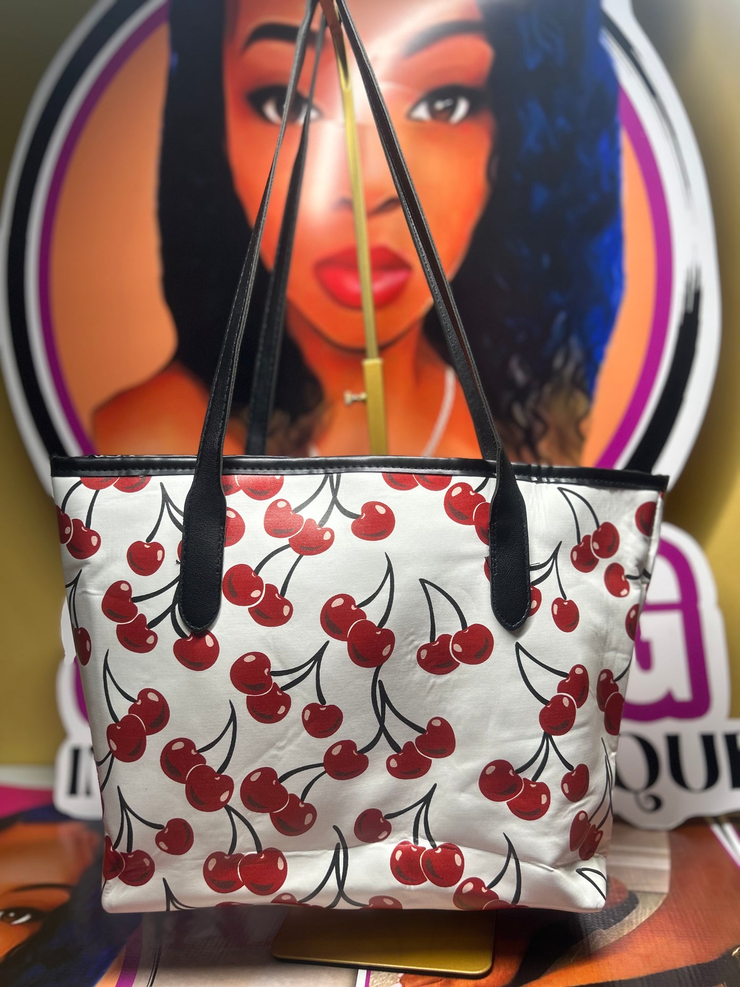 White cherry tote bag 🍒