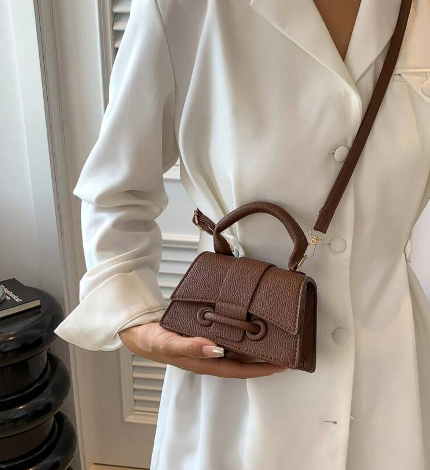 Dark brown mini side bag
