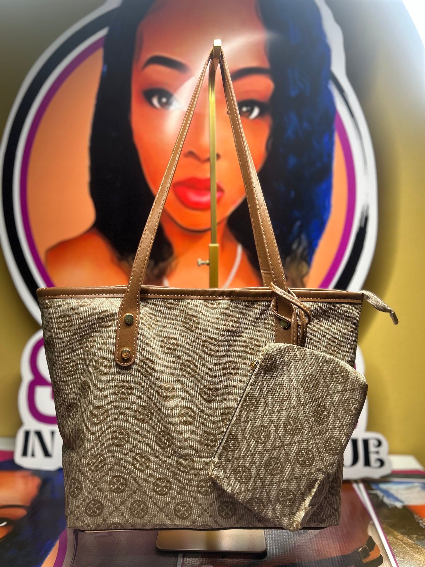 Tan and brown two piece tote bag 💼
