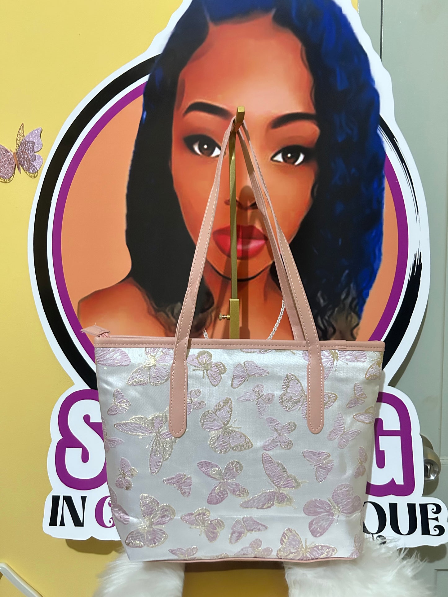 Pink Butterfly Tote Bag π