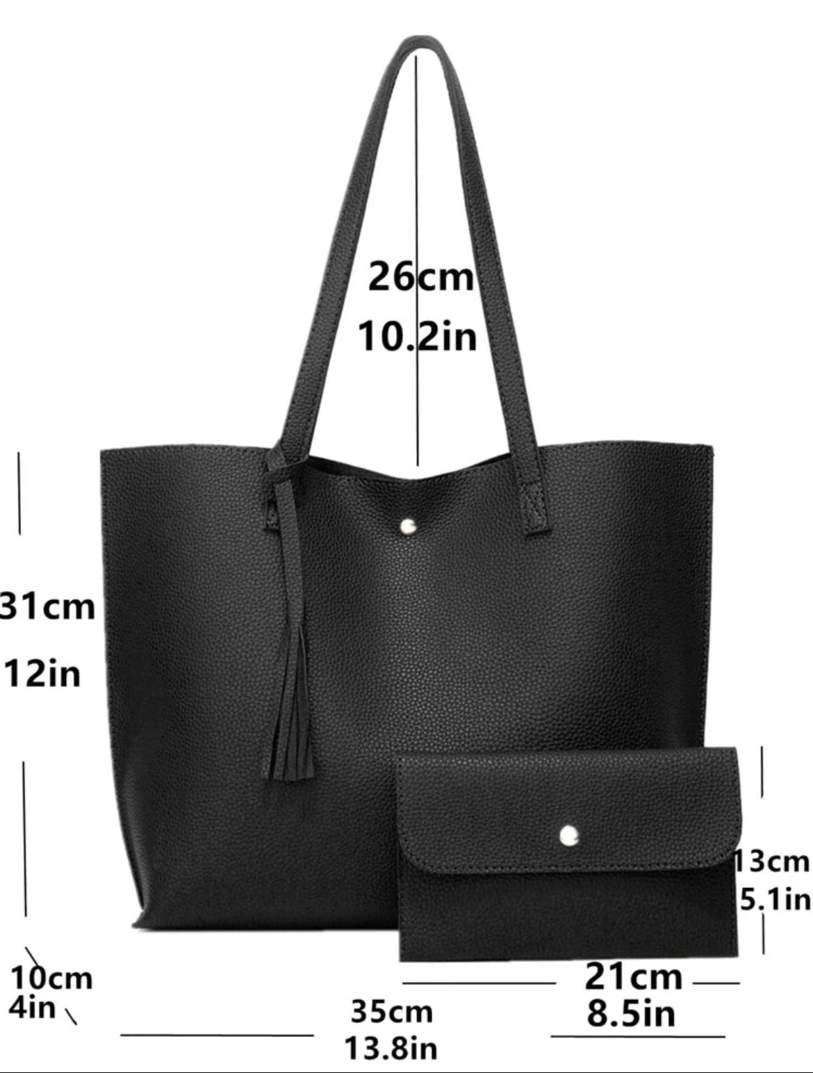 Black tote bag with mini purse
