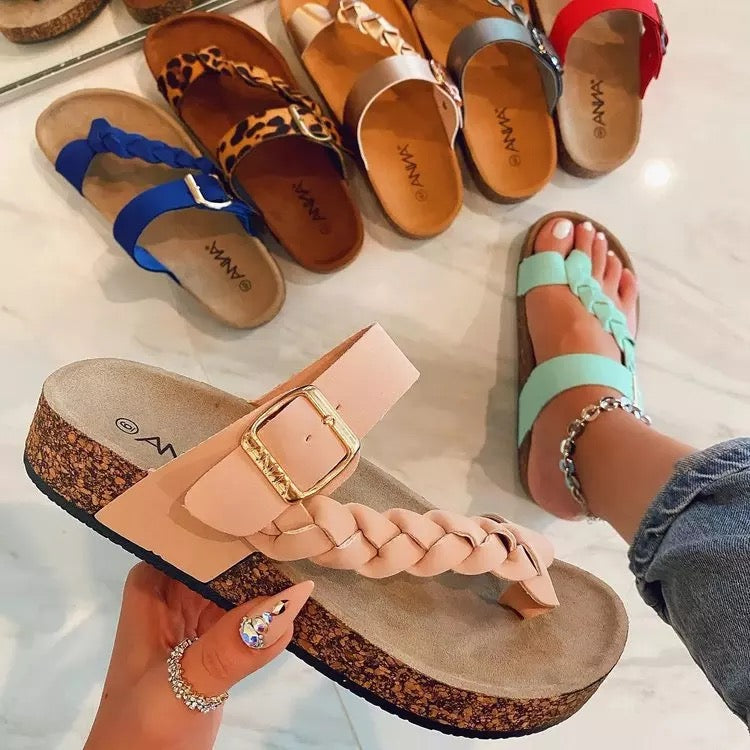 Peach buckle slipper