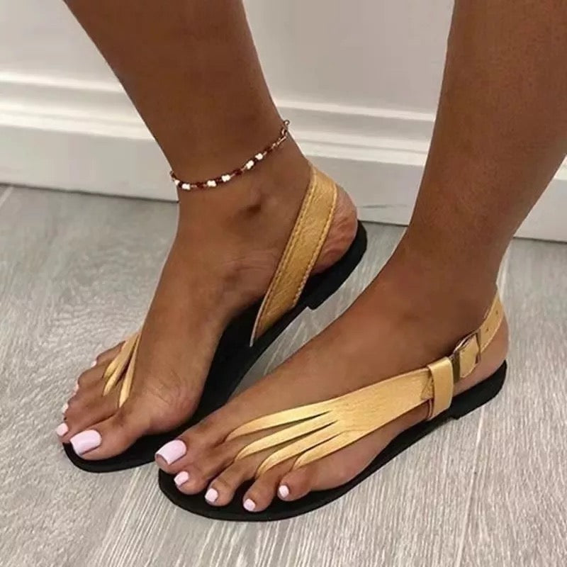 Gold toe strap sandal
