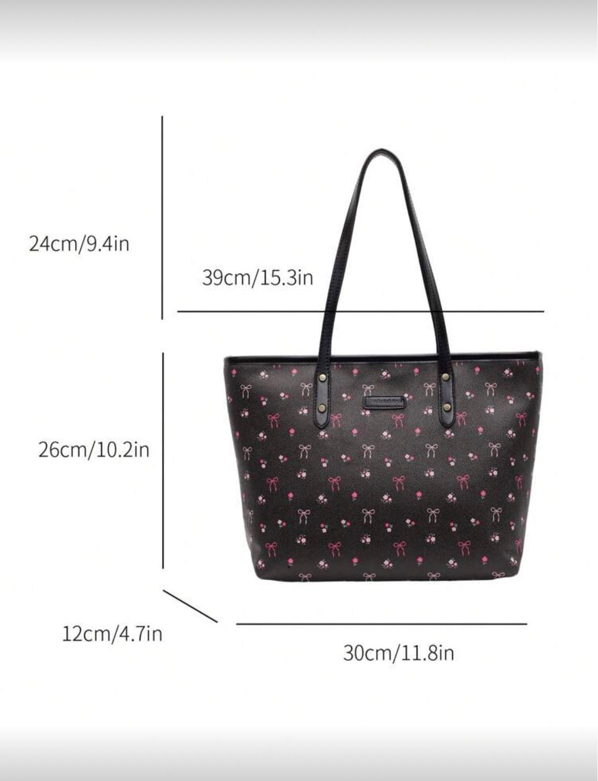 Black Tote with pink bows 🎀