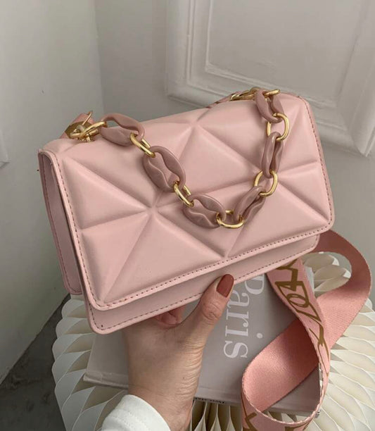 Blush pink mini flap bag
