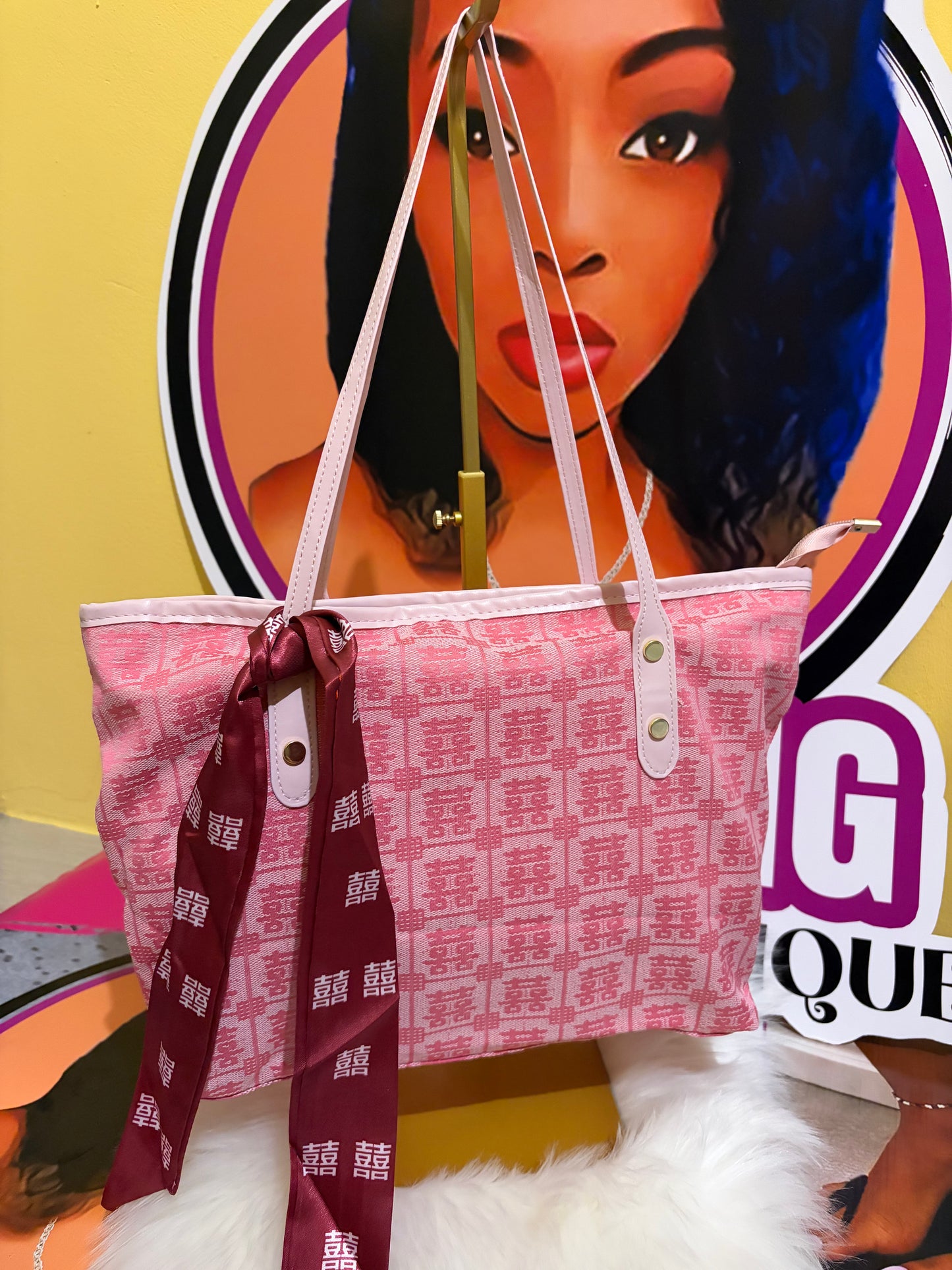 Pink tote bag