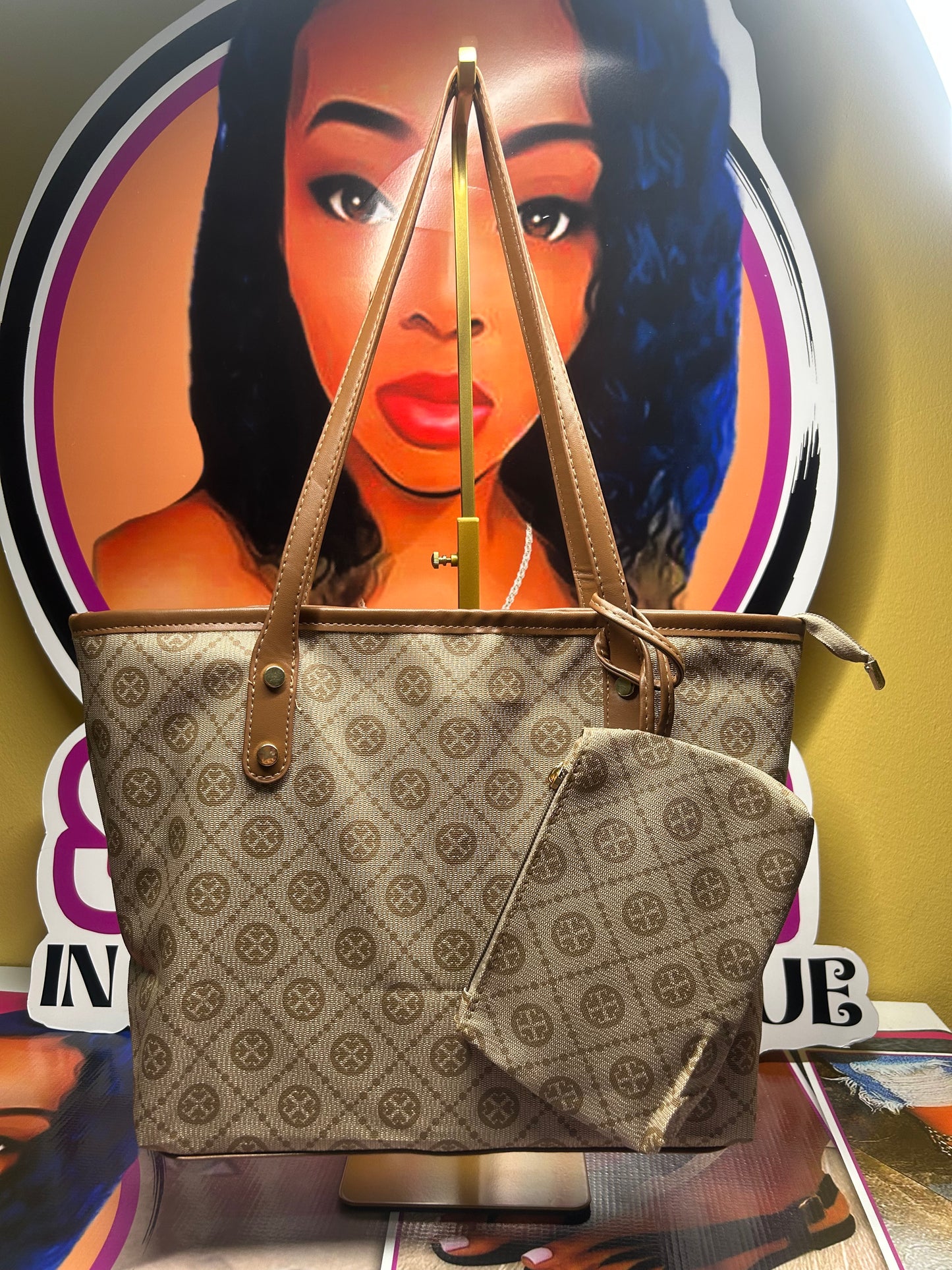 Tan and brown two piece tote bag 💼