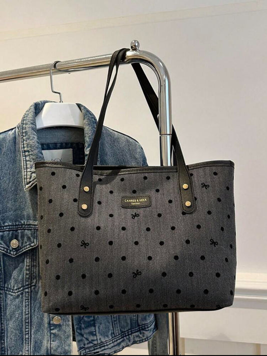 Black Tote Bag with mini bows