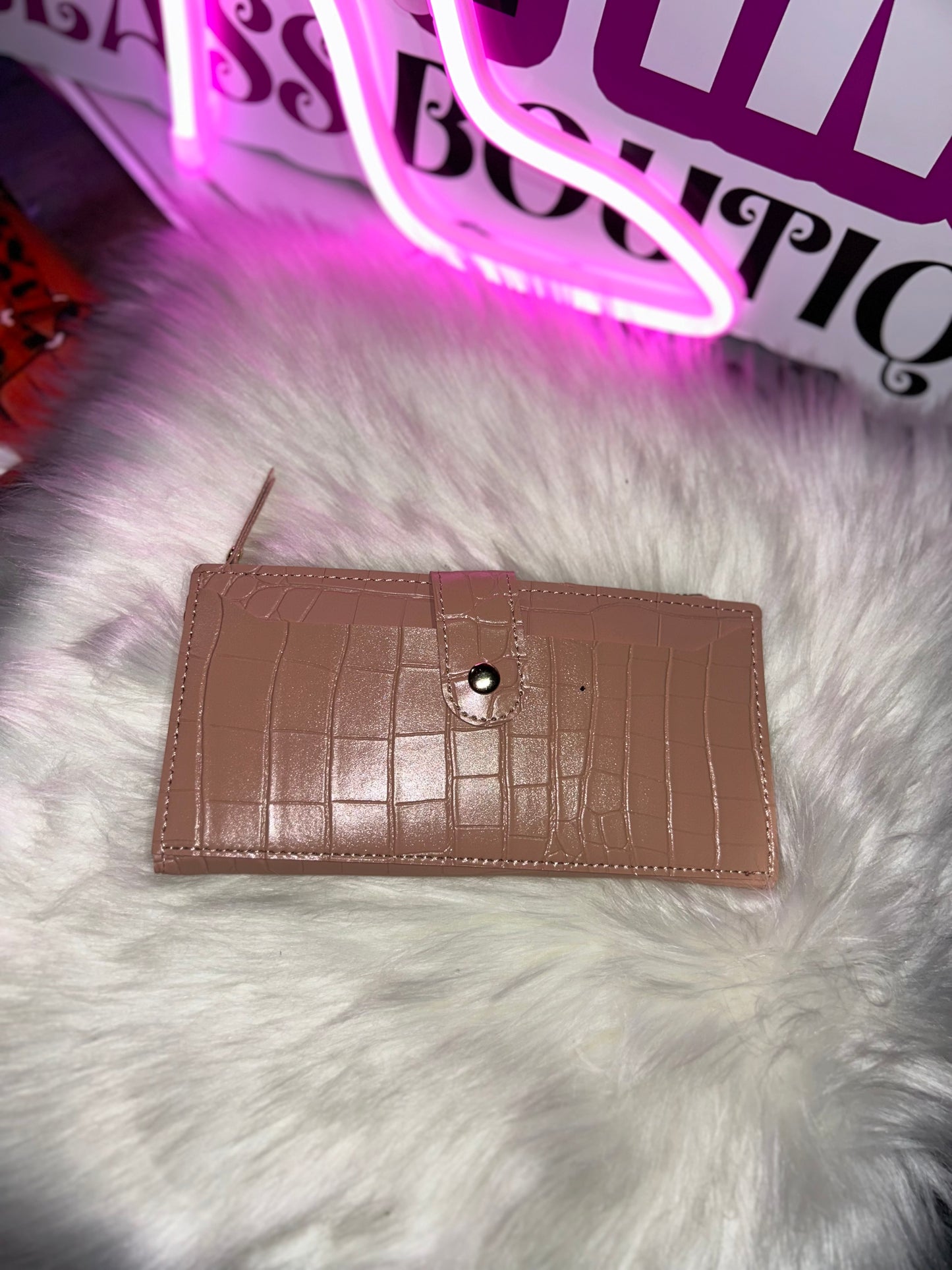 Long wallet with phone pocket and card slots