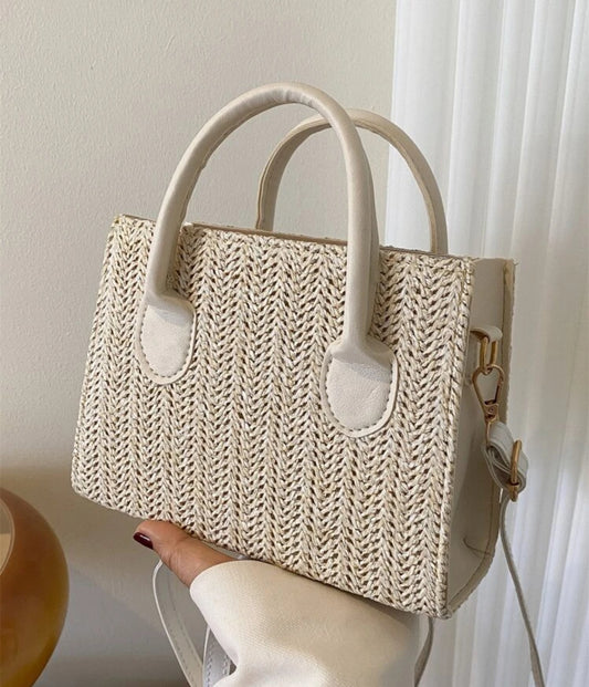 Cream straw bag