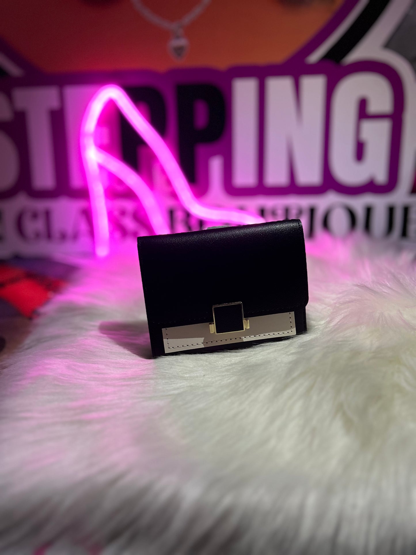 Black and white mini wallet