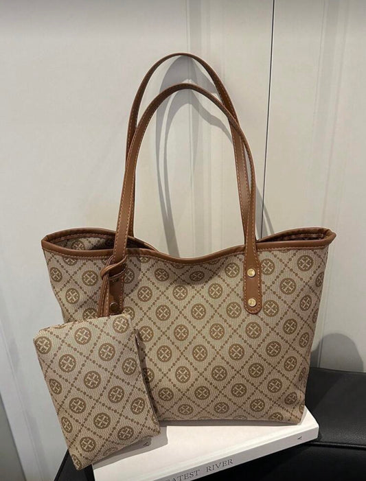 Tan and brown two piece tote bag 💼