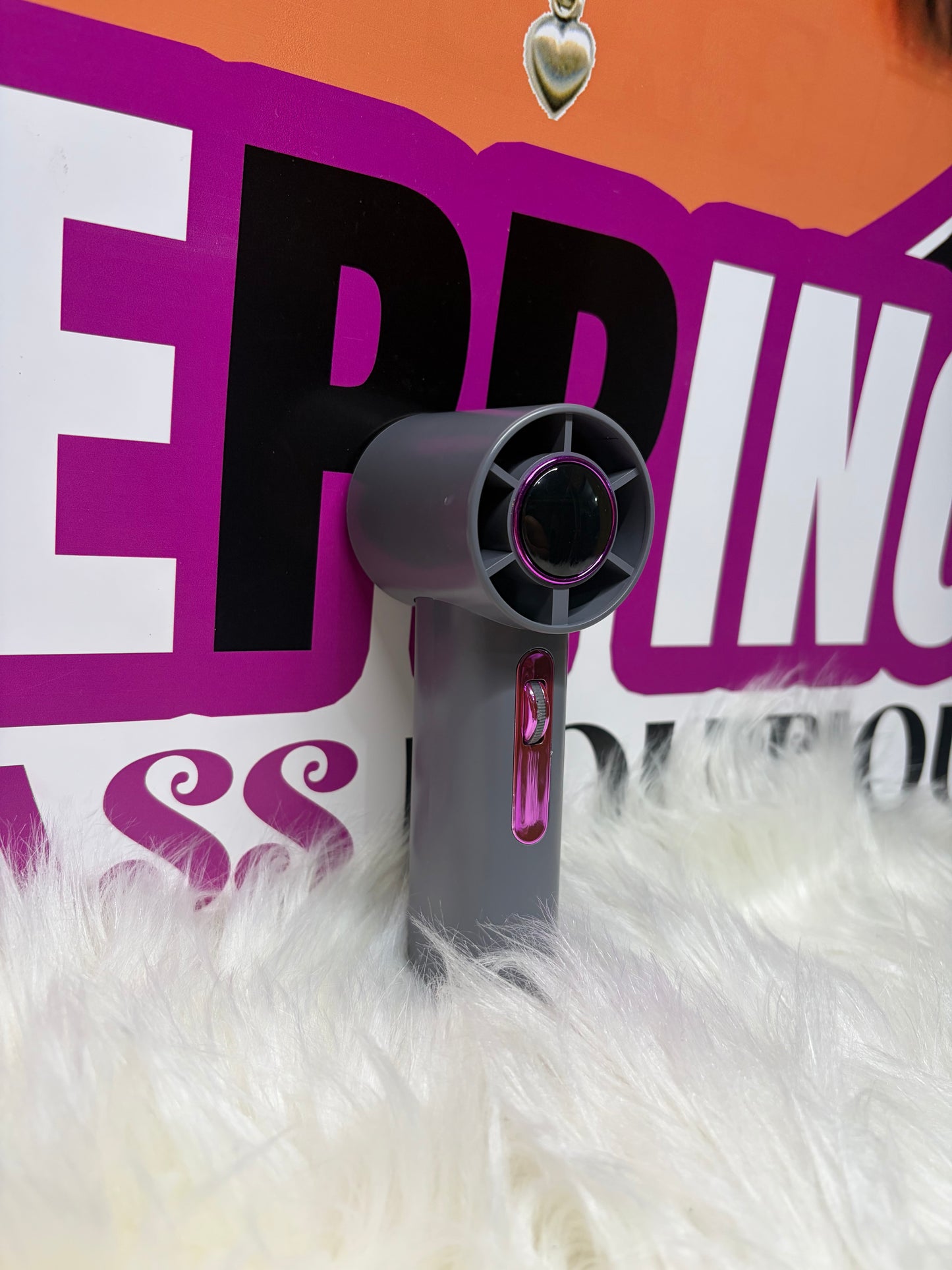 Grey and purple deluxe high-speed mini fan