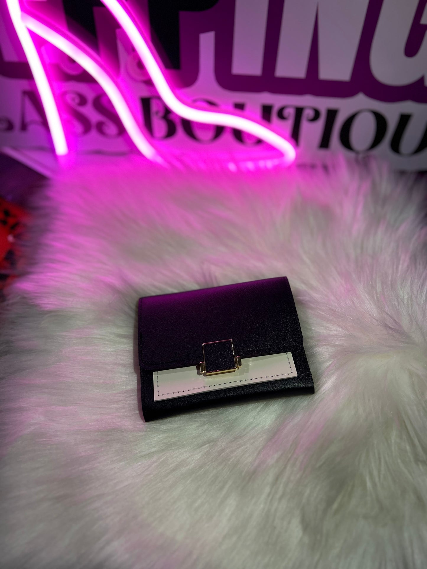 Black and white mini wallet