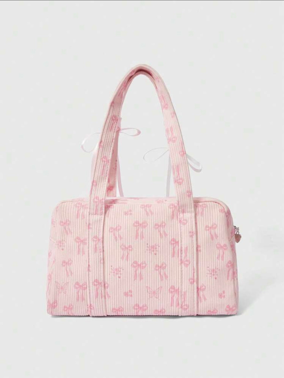 Baby pink mini duffle with bows