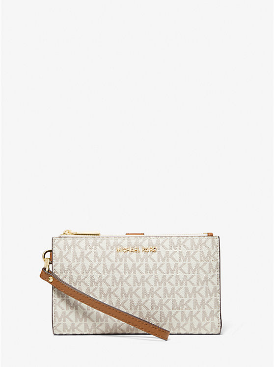 Michael Kors white and brown wristlet