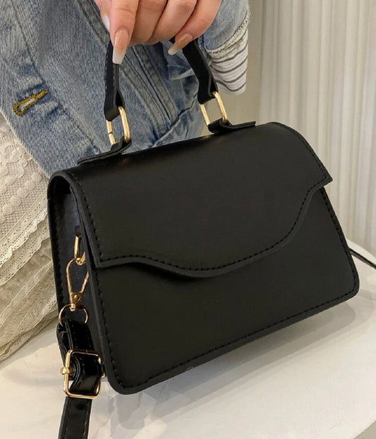 Black square mini flap bag