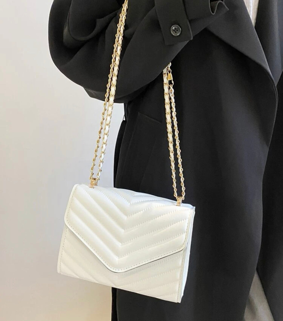 White flap bag