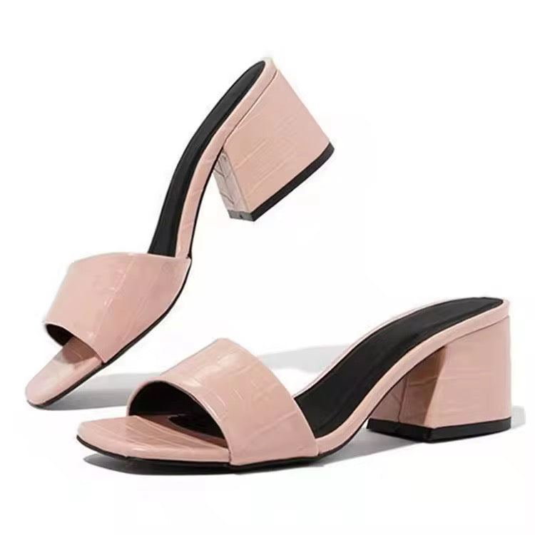 Mauve low chunky heel
