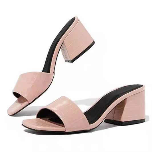 Mauve low chunky heel