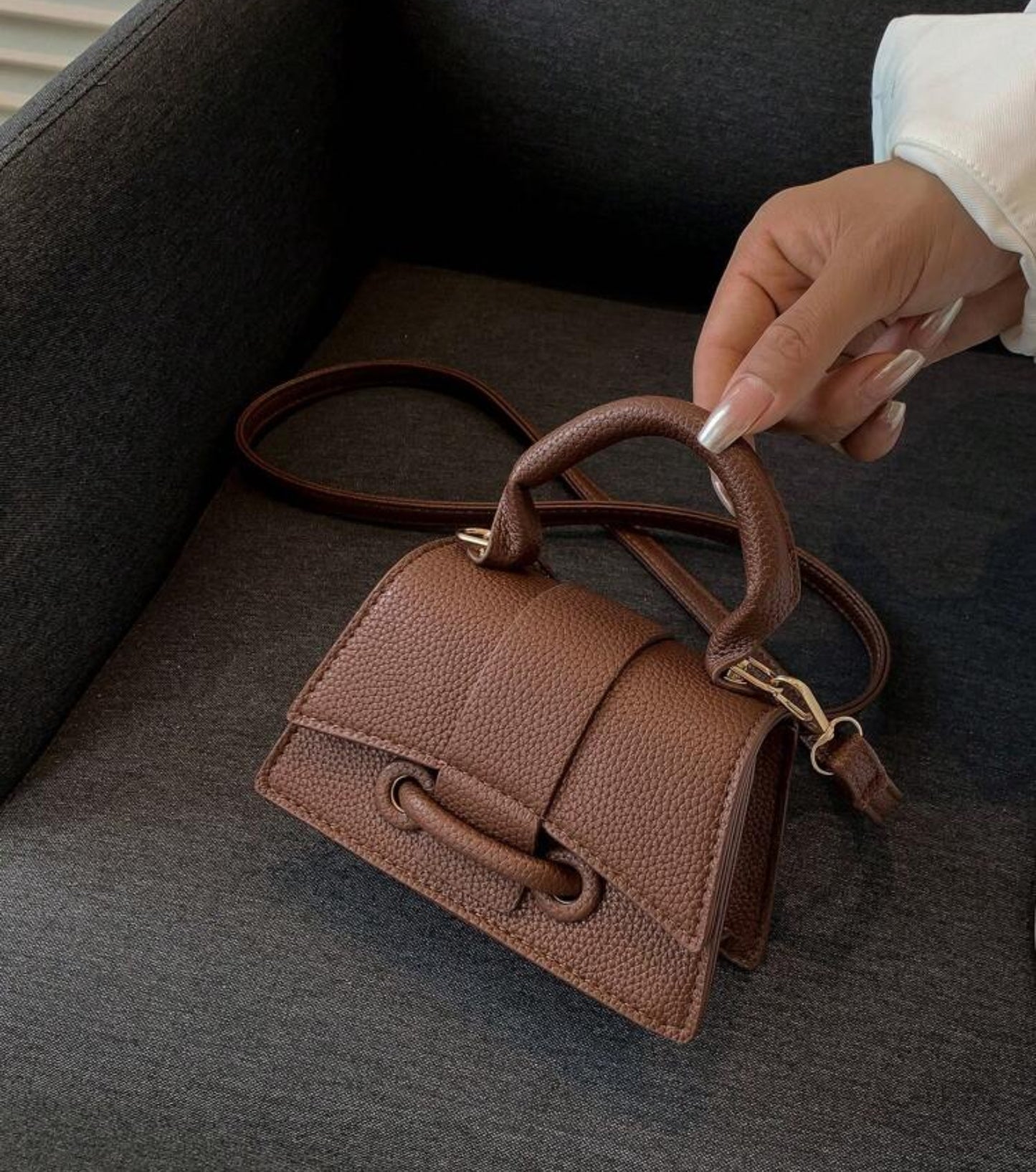 Dark brown mini side bag