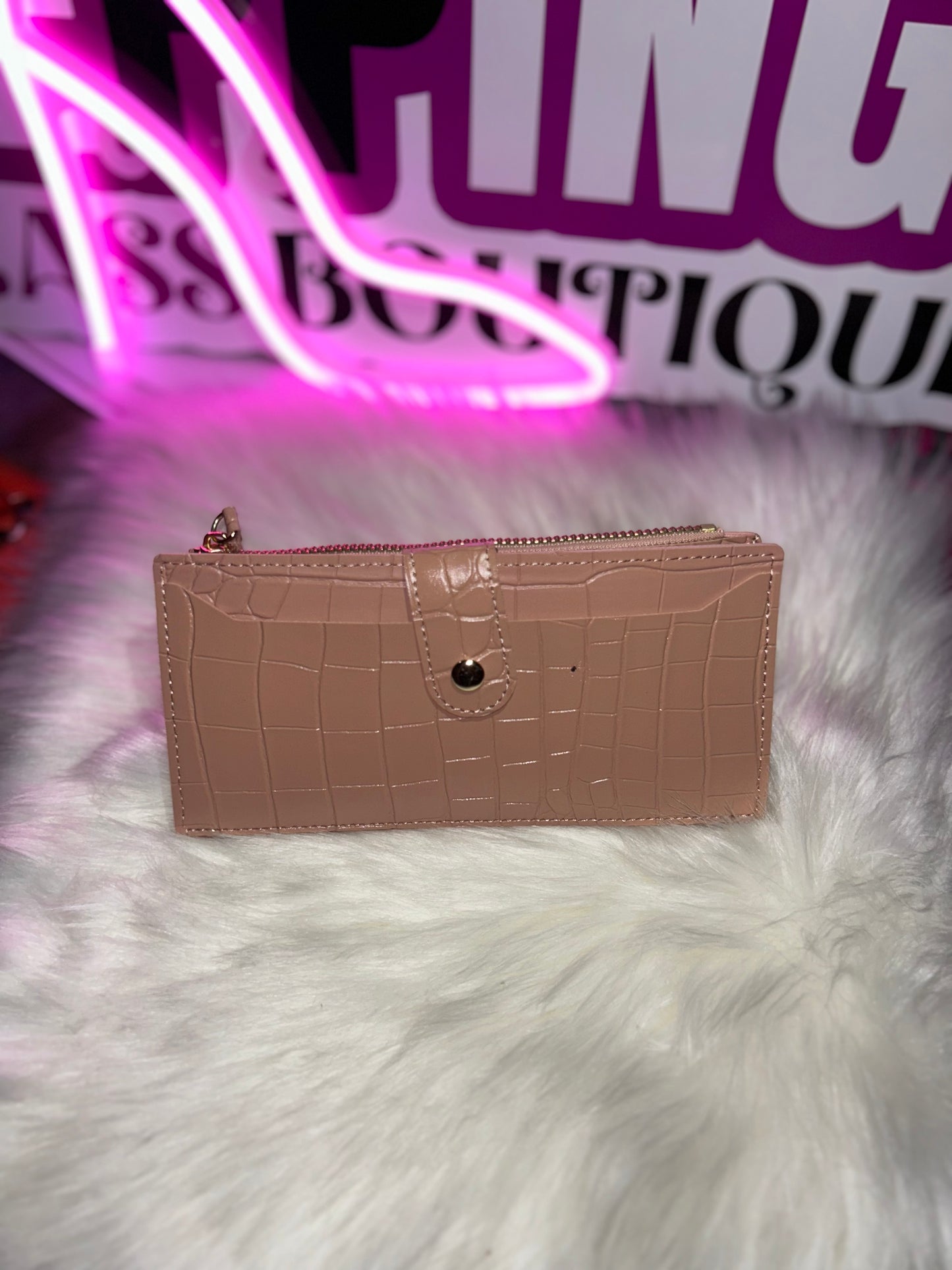 Long wallet with phone pocket and card slots