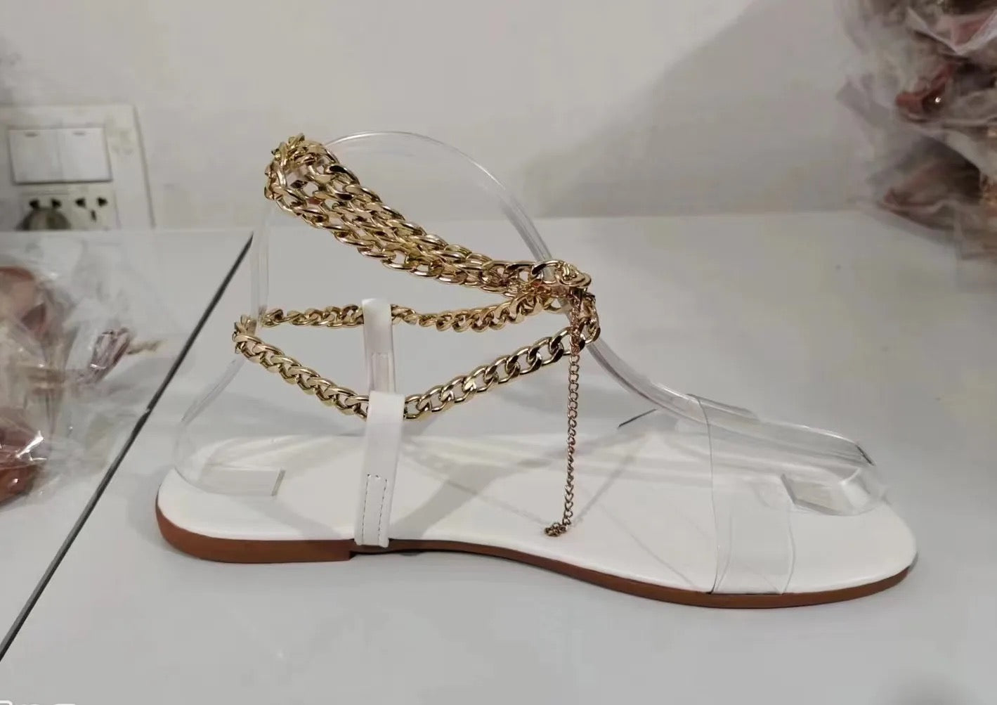 White gold chain Sandal