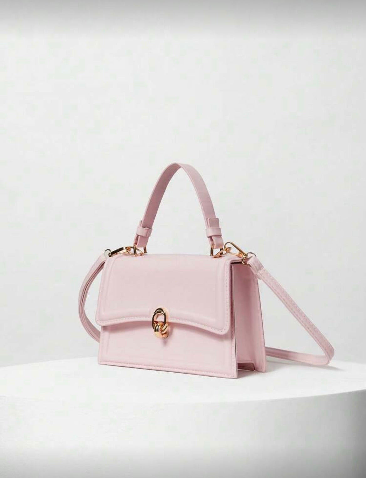 Pink gold flap bag