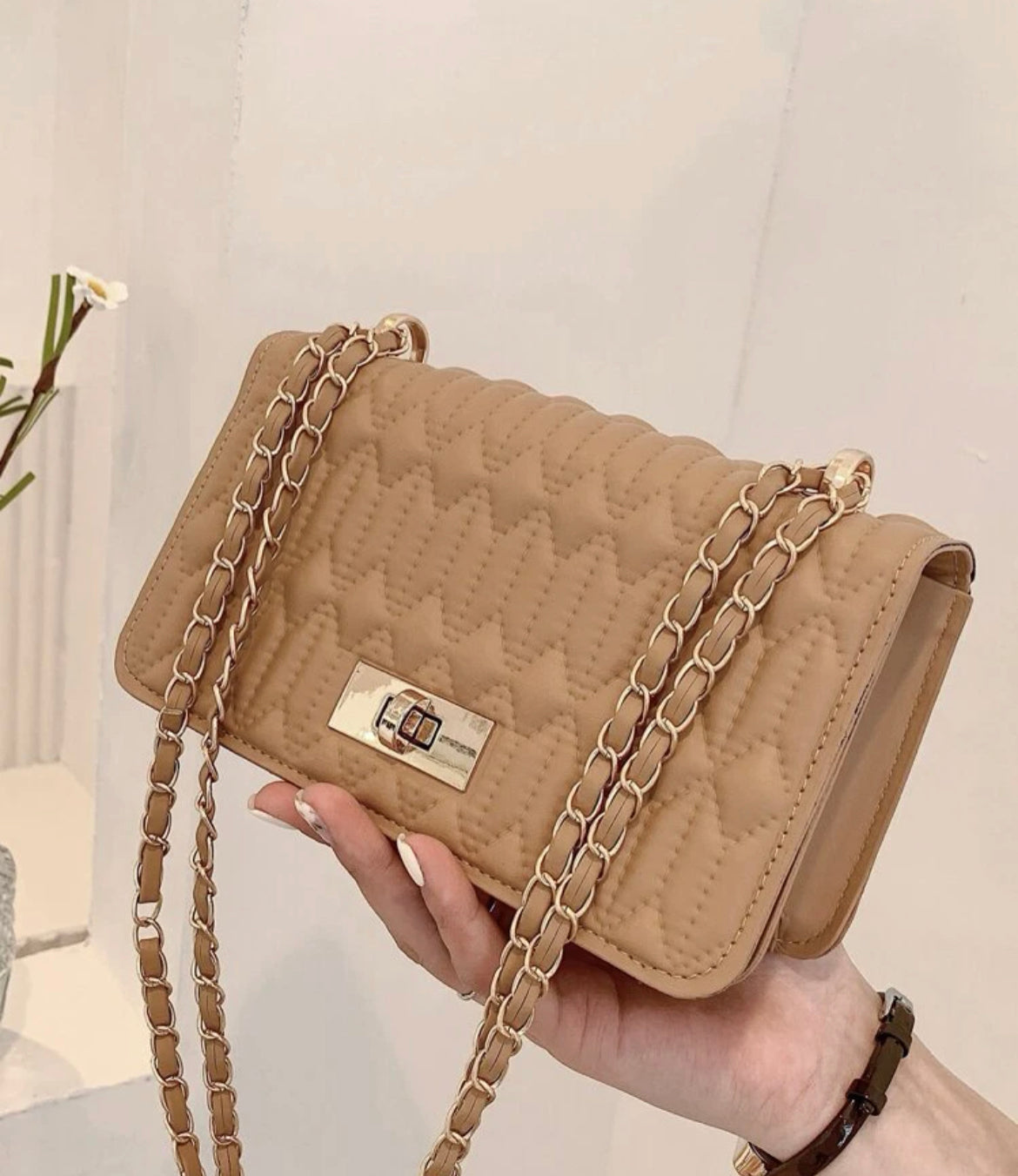 Tan flap bag