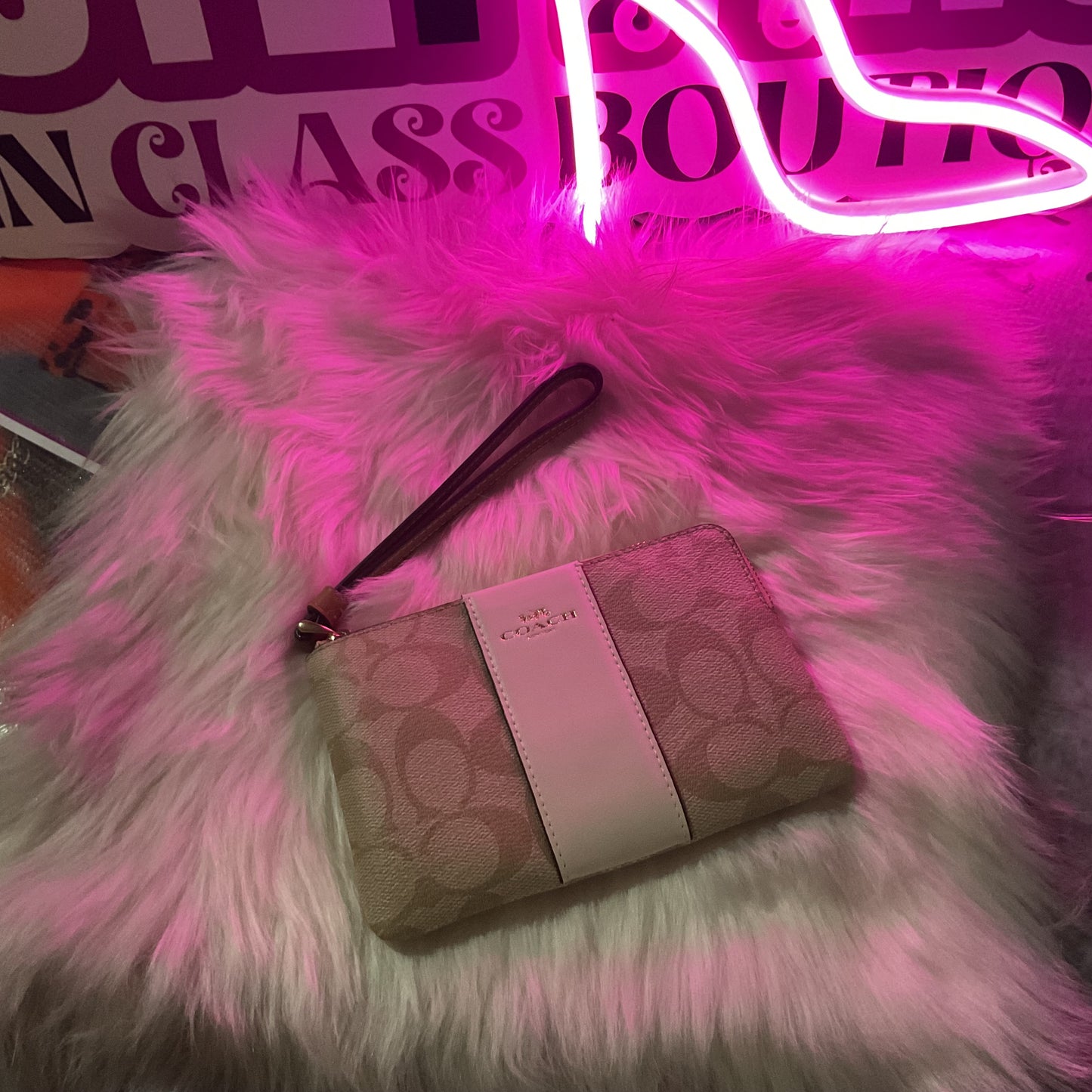 Coach Wristlet(white&brown)