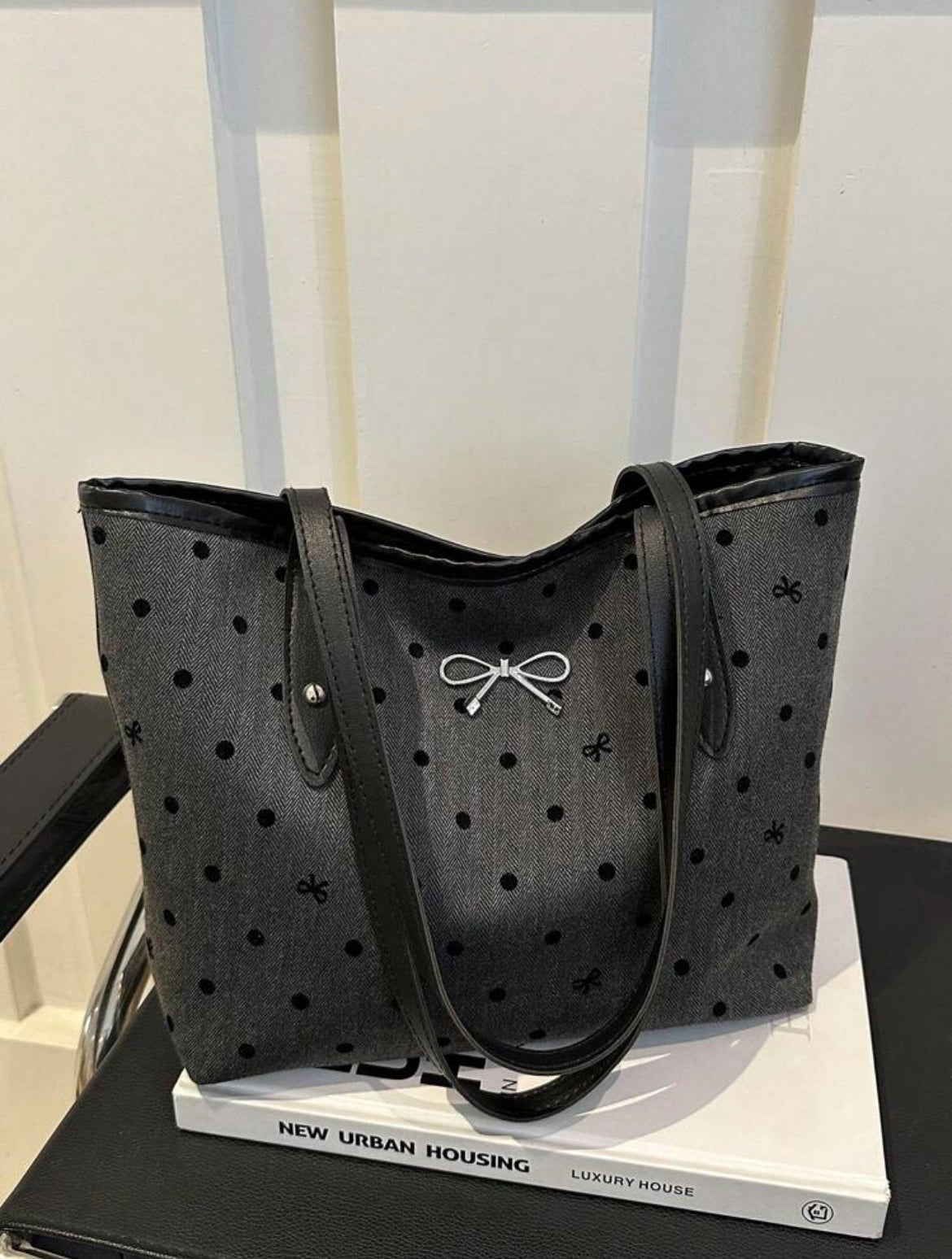 Black Bow Tote Bag