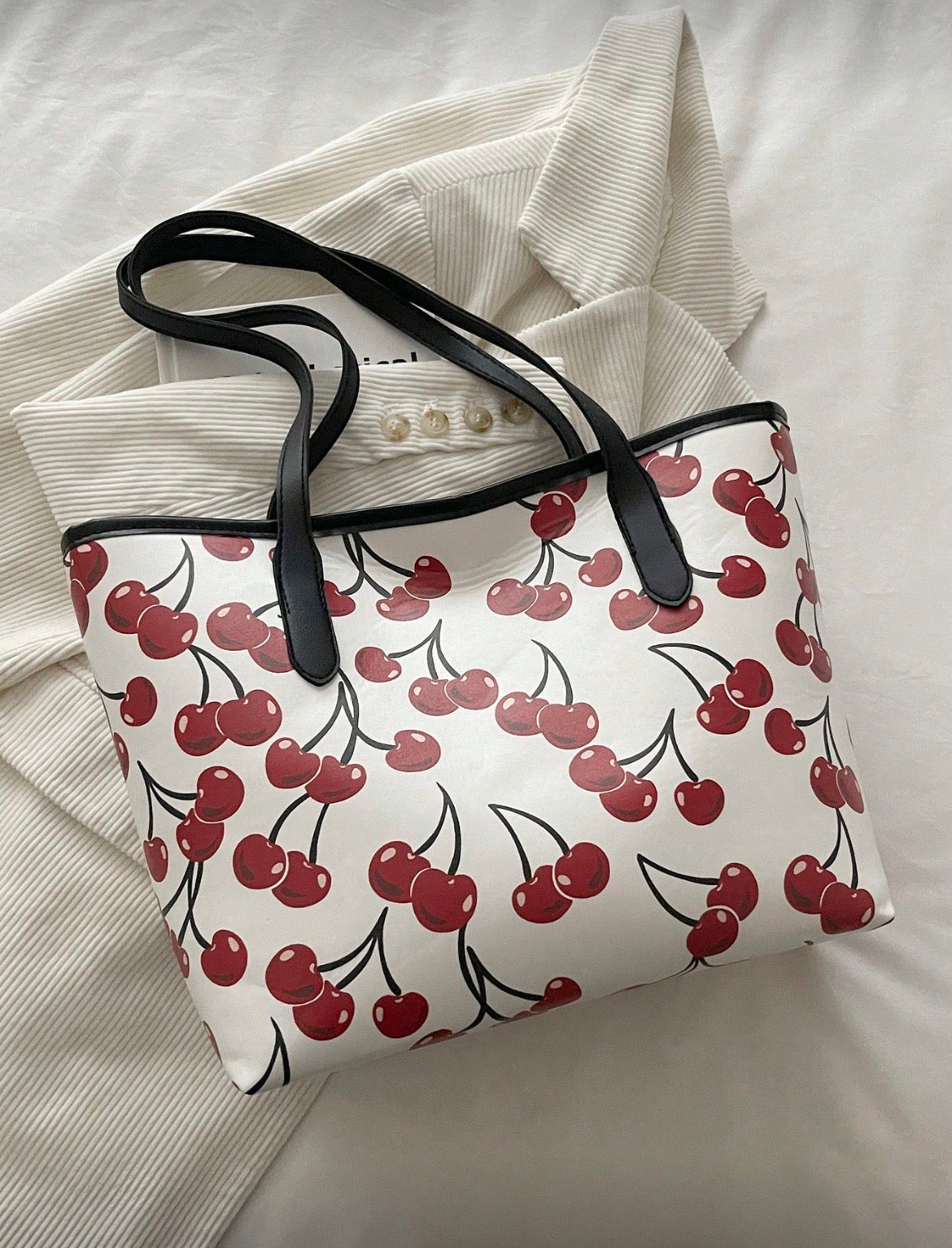 White cherry tote bag 🍒