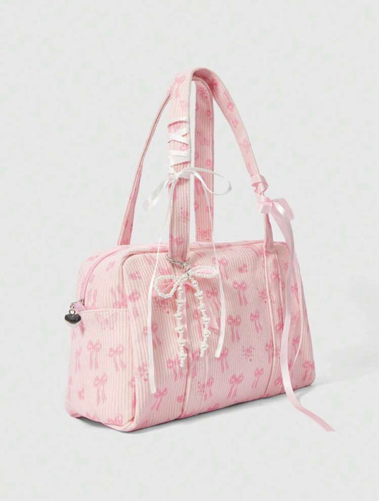 Baby pink mini duffle with bows