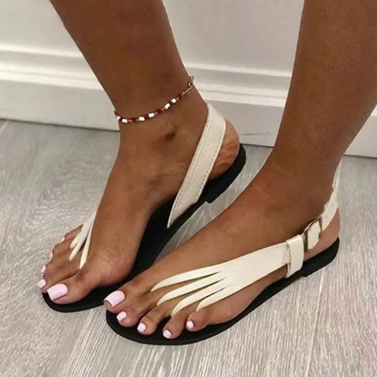 White toe strap sandal