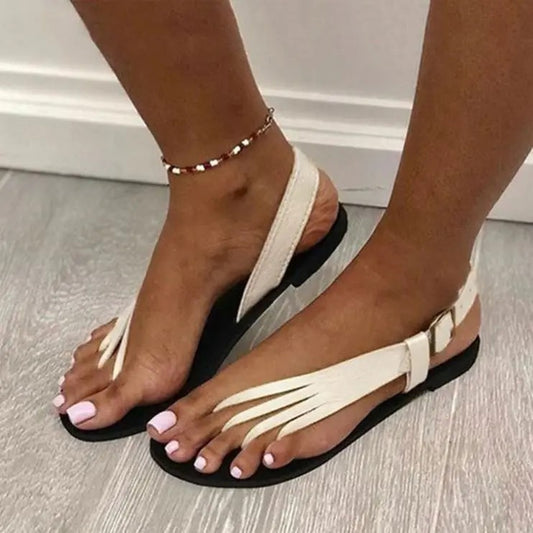White toe strap sandal