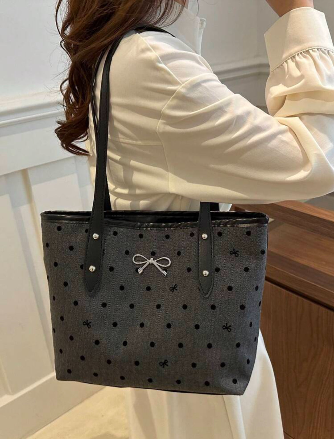 Black Bow Tote Bag