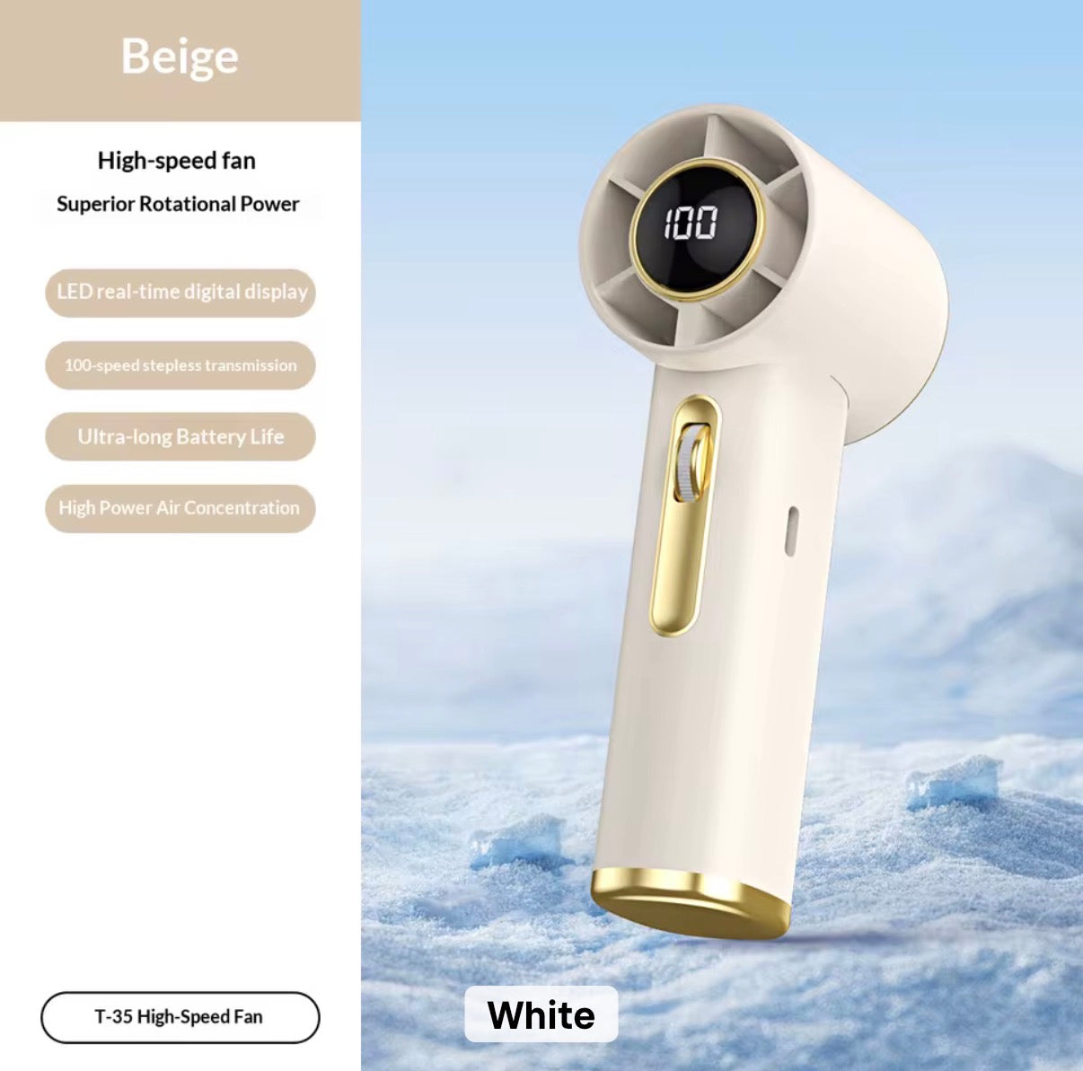 Beige deluxe high-speed mini fan