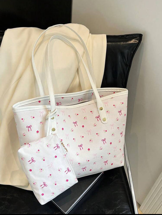 White two piece bow tote bag 🎀