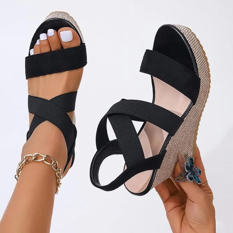 Black and brown wedge