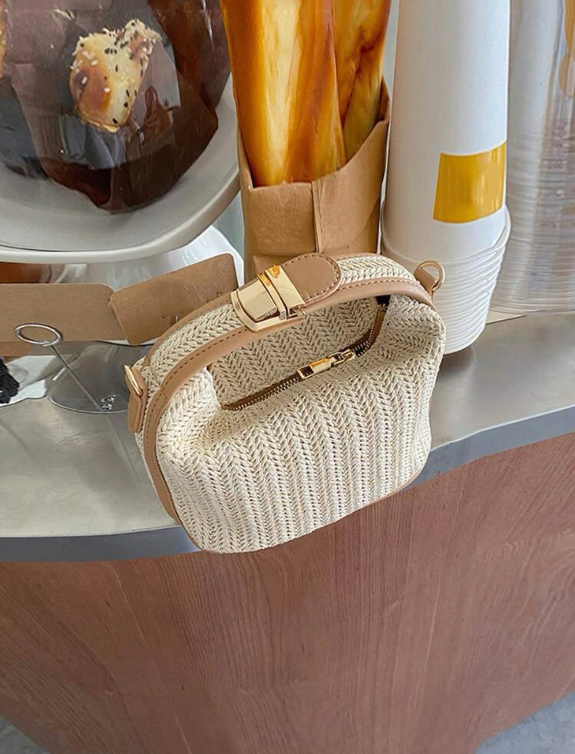 Straw clutch bag