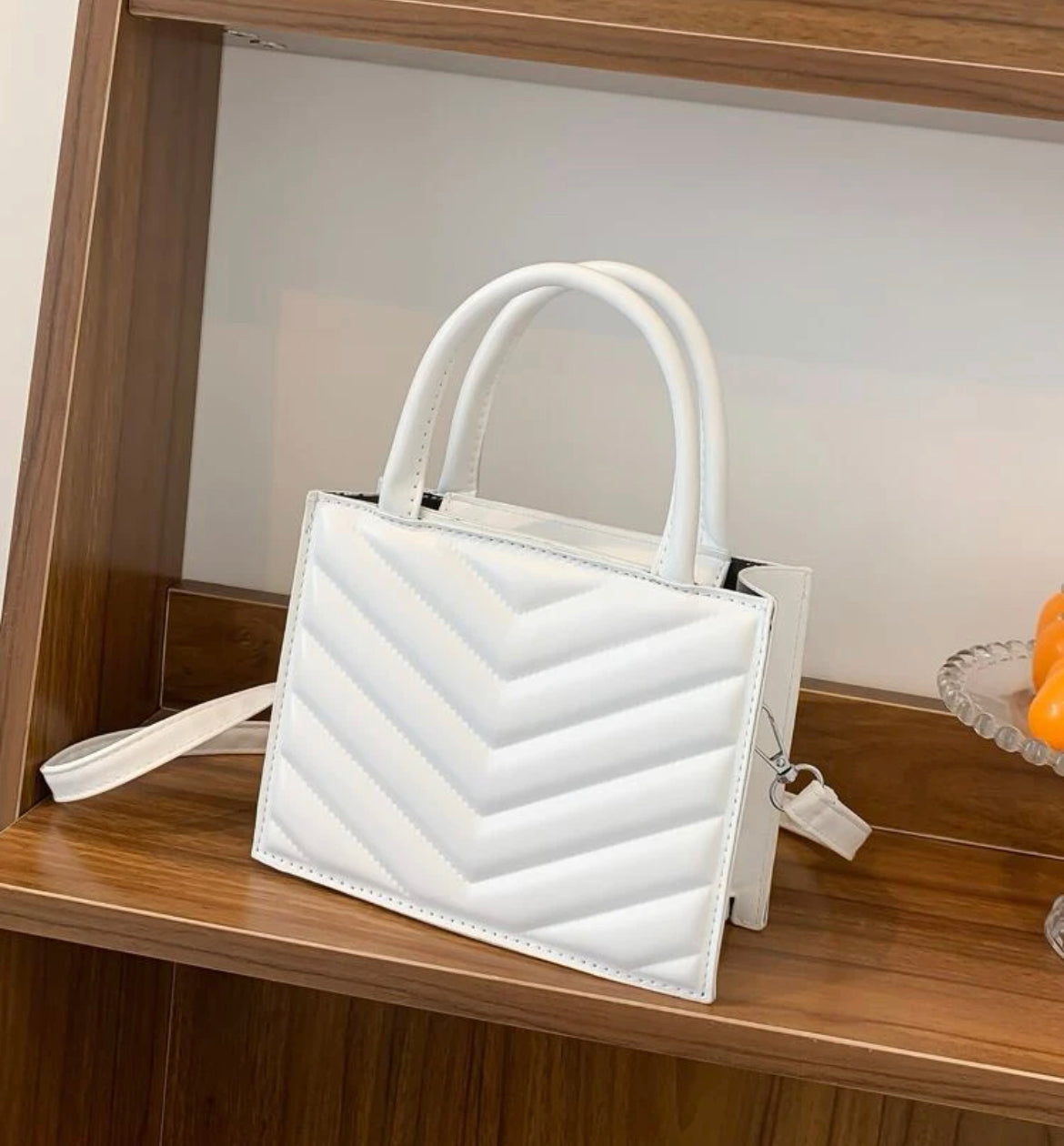 Mini white clutch bag