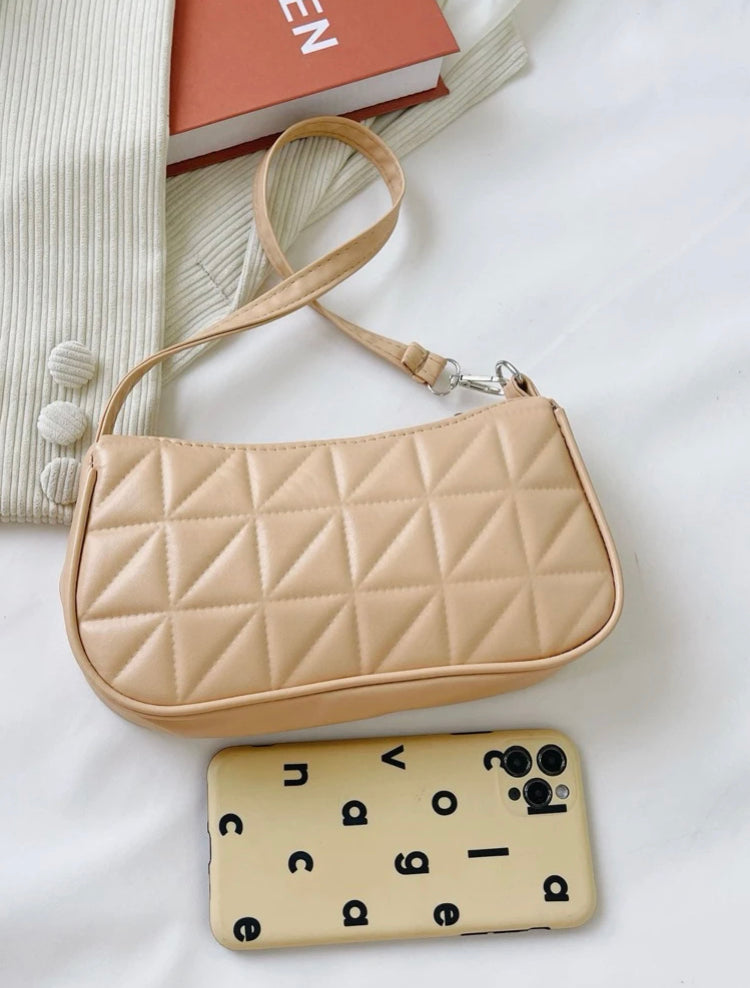 Tan baguette shoulder bag