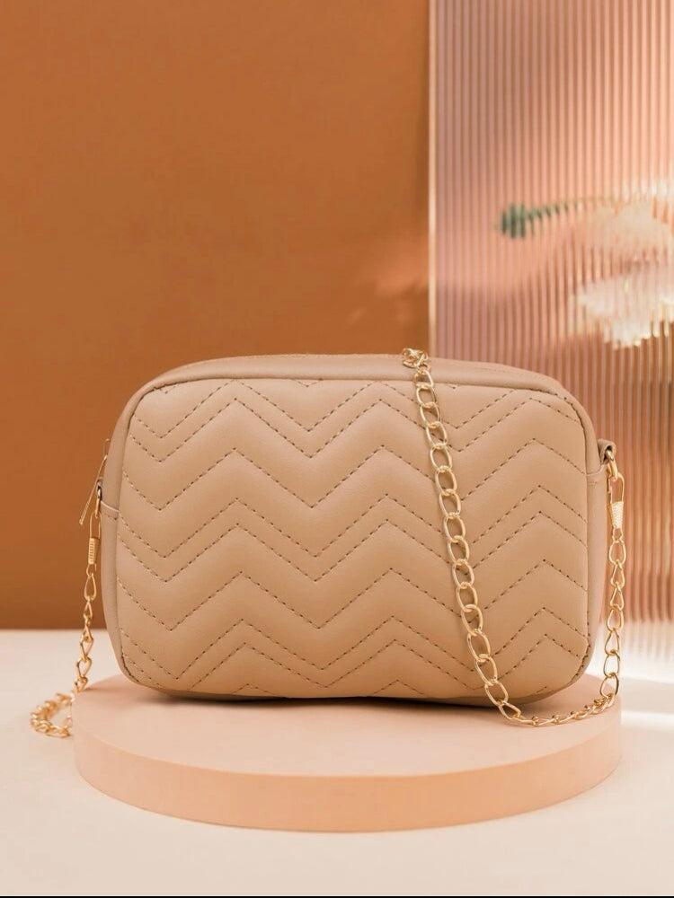 Khaki quilted chain bag