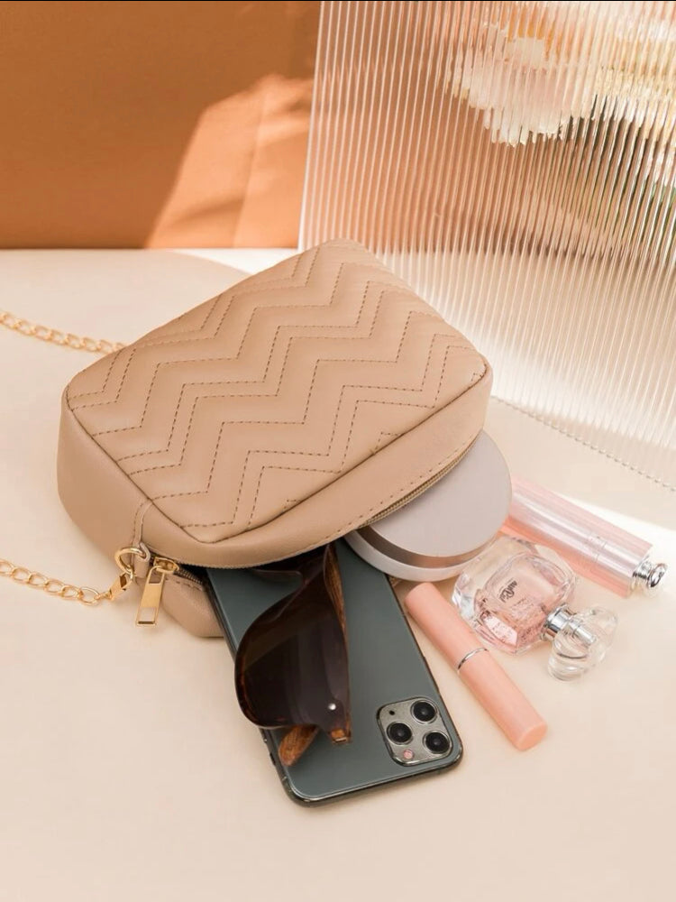 Khaki quilted chain bag