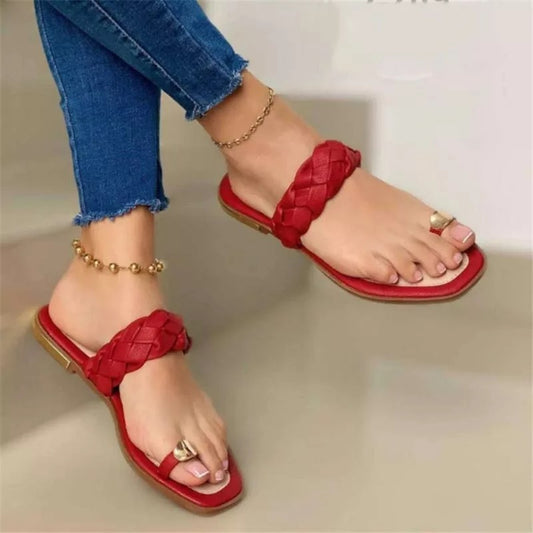 Red push toe slipper