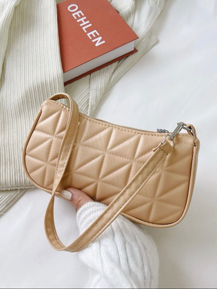 Tan baguette shoulder bag